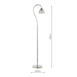 Glynis Floor Lamp Polished Nickel and Smoked Ribbed Glass