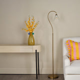 Glynis Floor Lamp Antique Bronze and Ribbed Glass