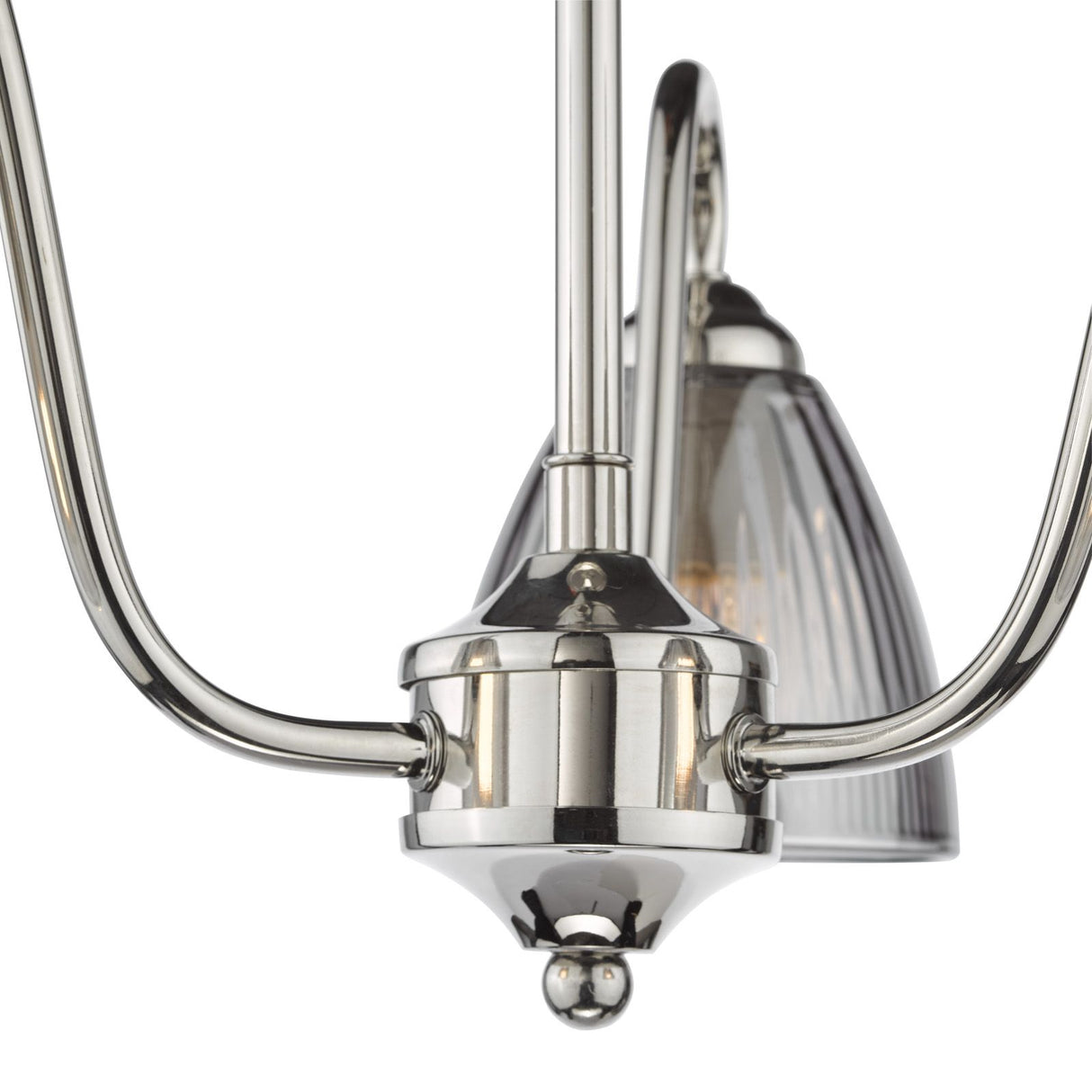 Glynis 3 Light Semi-Flush Polished Nickel and Smoked Ribbed Glass