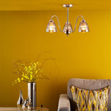Glynis 3 Light Semi-Flush Polished Nickel and Smoked Ribbed Glass