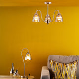 Glynis 3 Light Semi-Flush Polished Nickel and Smoked Ribbed Glass