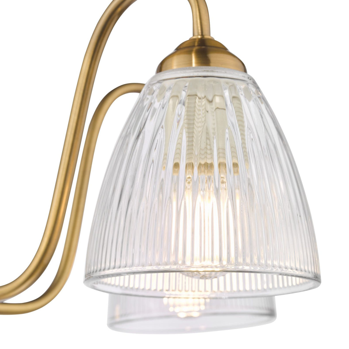 Glynis 5 Light Semi-Flush Antique Bronze and Ribbed Glass