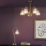 Glynis 5 Light Semi-Flush Antique Bronze and Ribbed Glass