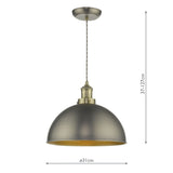 Governor Pendant Antique Chrome Antique Brass