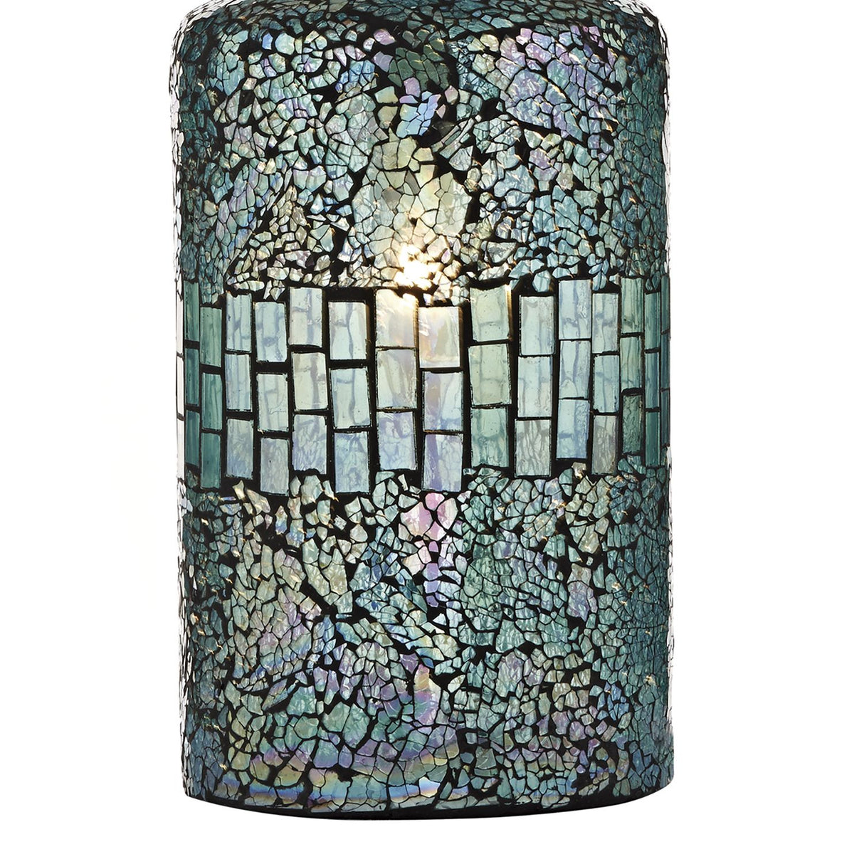 Guru Table Lamp Blue Mosaic Dual Source With Shade