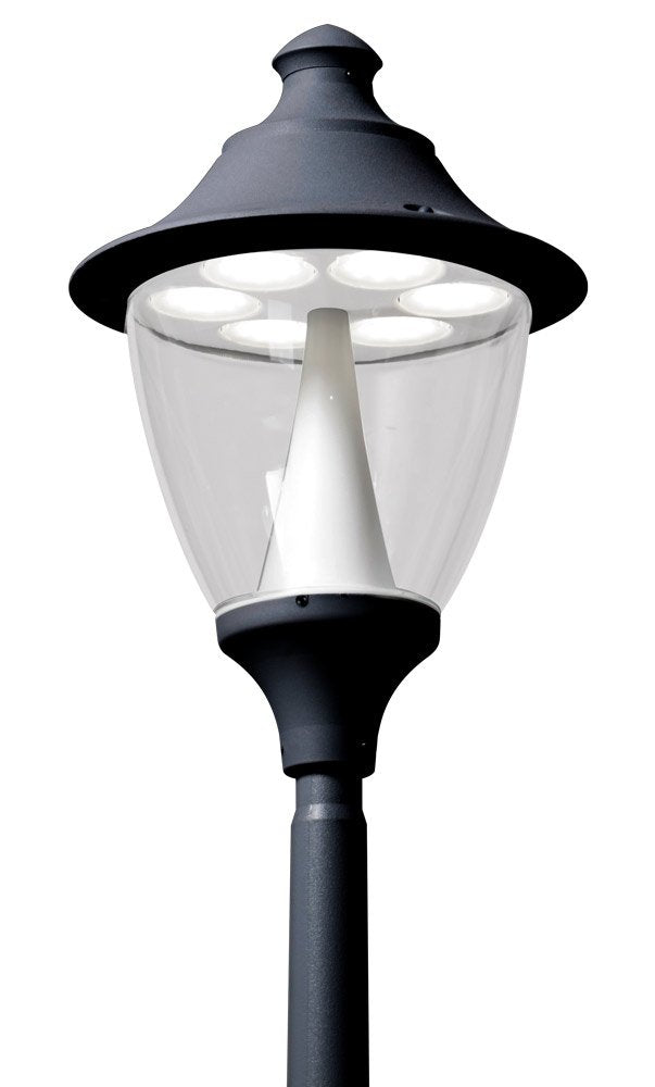 Gino 400 Akille 3000 50W E27 HighPower LED 4000K Assembled, Modern Post Lantern, Black/Clear