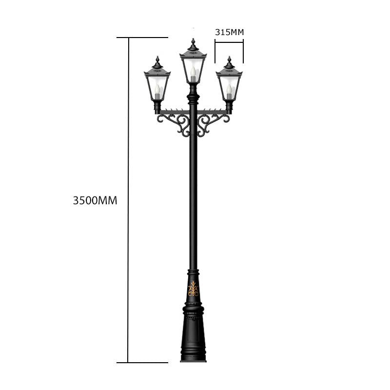Victorian style large triple headed lamp post 3.5m (H033)