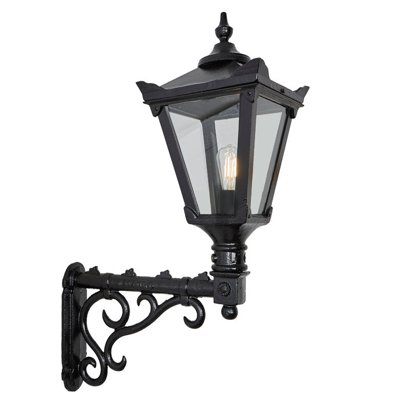 Victorian traditional cast iron wall light with decorative arm 0.97m (H041)