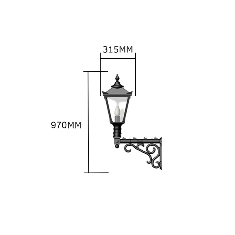 Victorian traditional cast iron wall light with decorative arm 0.97m (H041)