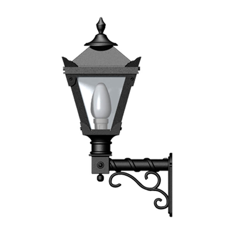 Victorian traditional cast iron wall light with decorative arm 0.58m (H043)
