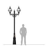 Victorian style globe lamp post double headed in cast iron 3.4m (H232)