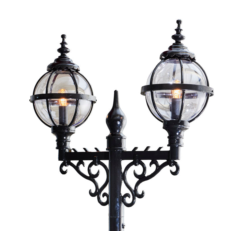 Victorian style globe lamp post double headed in cast iron 3.4m (H232)