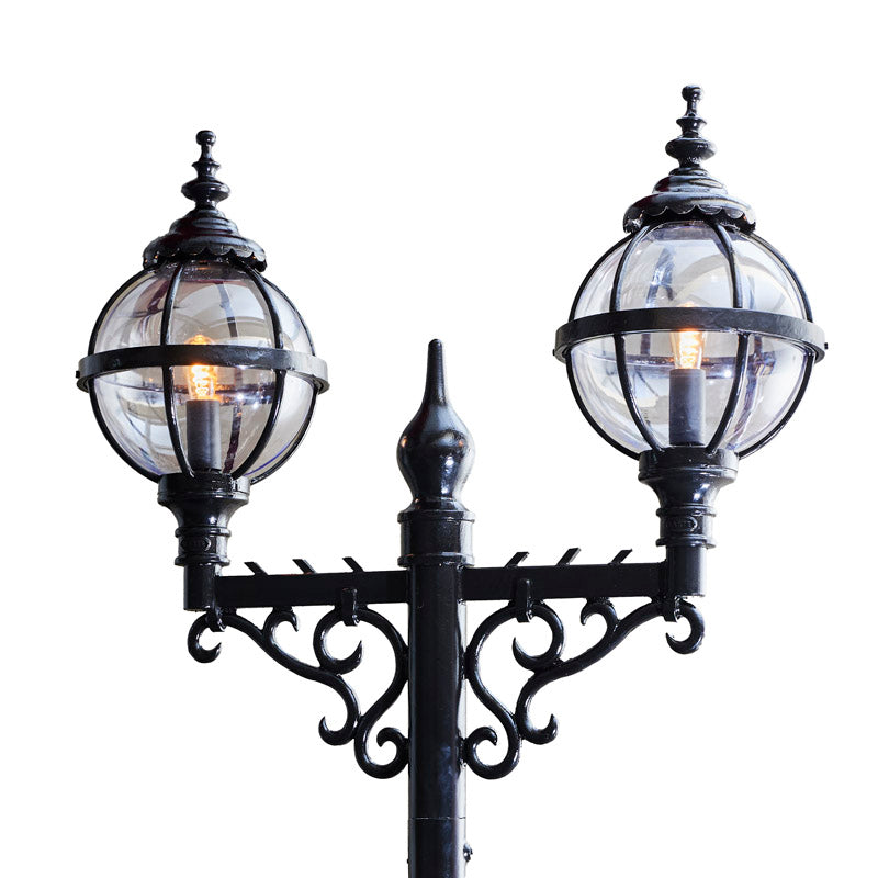 Victorian style globe lamp post double headed in cast iron 3.4m (H232)