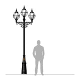 Victorian style globe lamp post triple headed in cast iron 3.6m (H233)