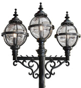 Victorian style globe lamp post triple headed in cast iron 3.6m (H233)