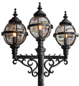 Victorian style globe lamp post triple headed in cast iron 3.6m (H233)