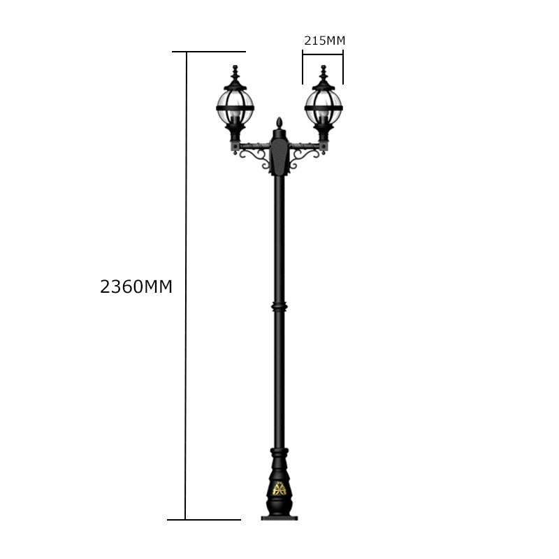 Victorian style globe lamp post double headed in cast iron 2.47m (H236)