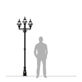 Victorian style globe lamp post triple headed in cast iron 2.6m (H237)