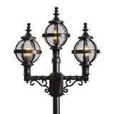 Victorian style globe lamp post triple headed in cast iron 2.6m (H237)