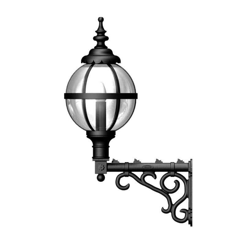 Victorian globe wall light in cast iron with decorative arm 1.05m (H241)
