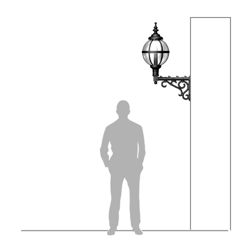 Victorian globe wall light in cast iron with decorative arm 1.05m (H241)