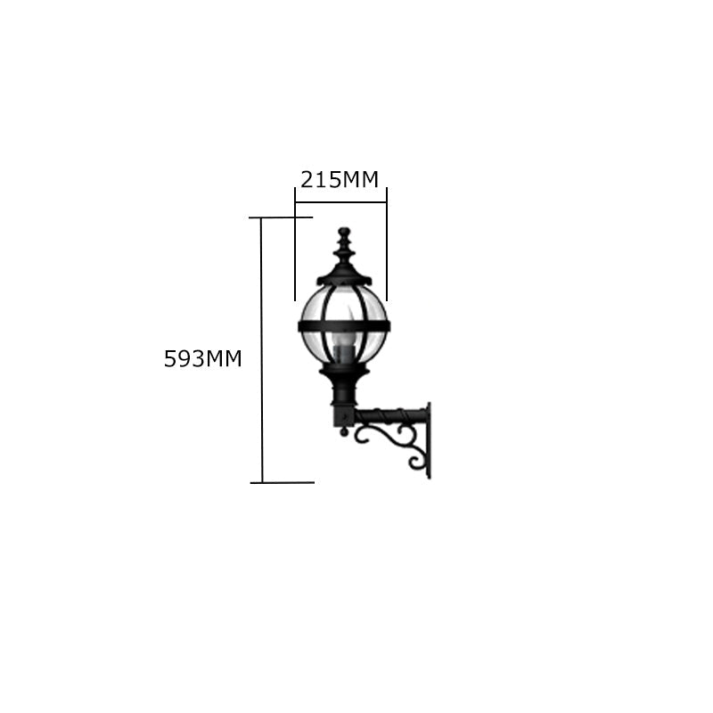 Victorian globe wall light in cast iron with decorative arm 0.59m (H243)