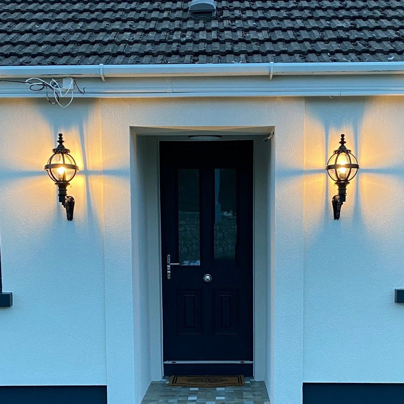 Victorian globe wall light in cast iron with decorative arm 0.59m (H243)