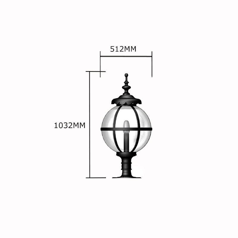Victorian globe pier light for flat pier caps 1.03m (H250)
