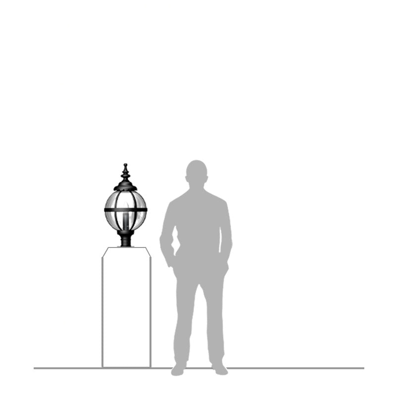 Victorian globe pier light in cast iron for narrow pier caps 0.71m (H253)