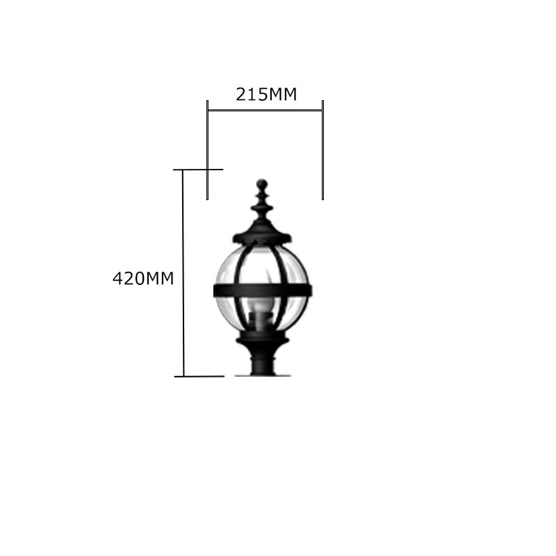 Victorian globe pier light in cast iron for narrow pier caps 0.42m (H254)
