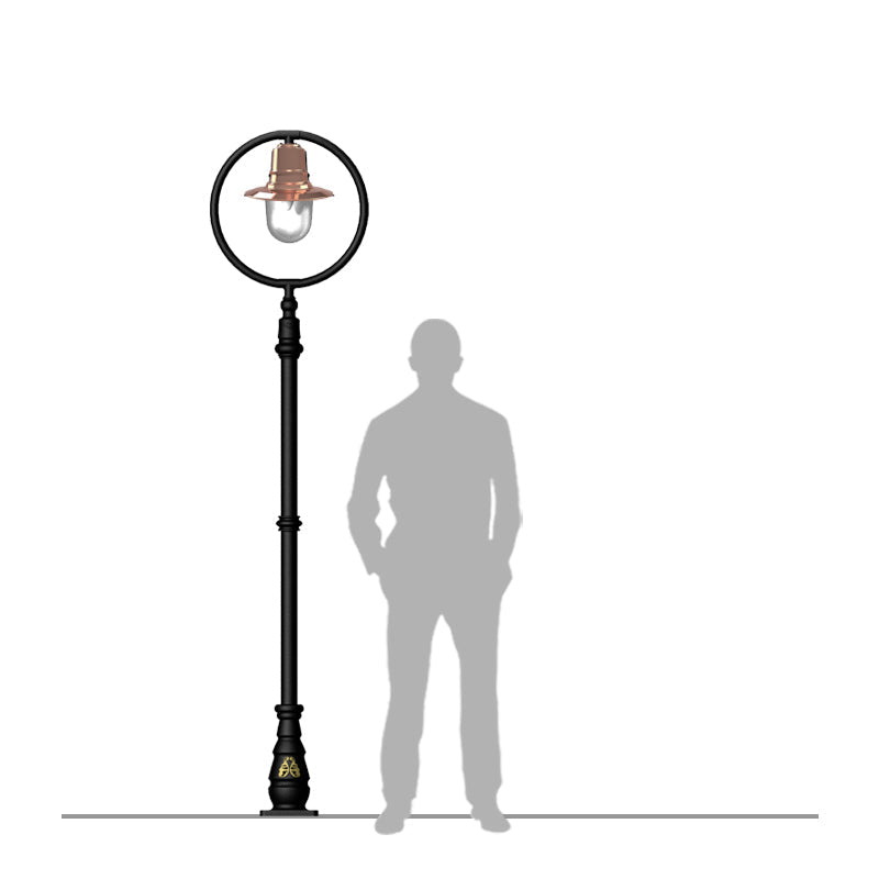 Copper railway style lamp post in cast iron and steel 2.43m (H317C)