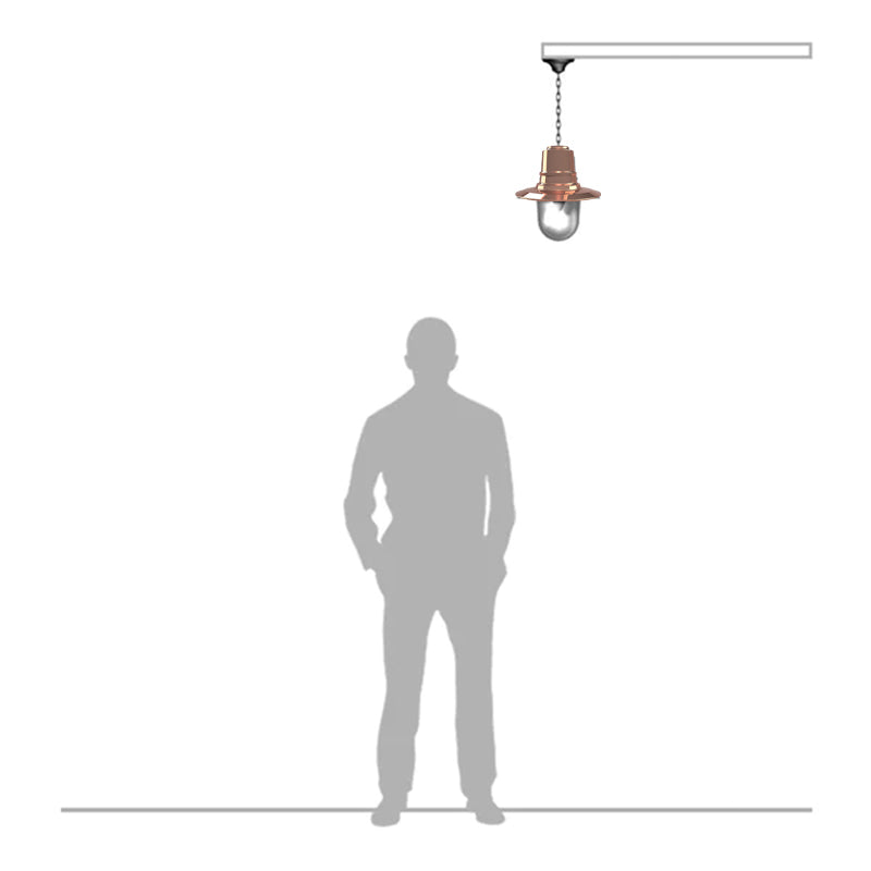 Copper railway style hanging light with chain 0.33m (H322C)