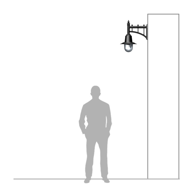 Copper railway style wall light in cast iron and steel 0.62m (H341C)