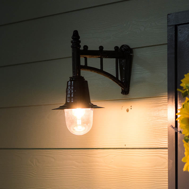 Classic railway style wall light in cast iron and steel 0.37m (H343)