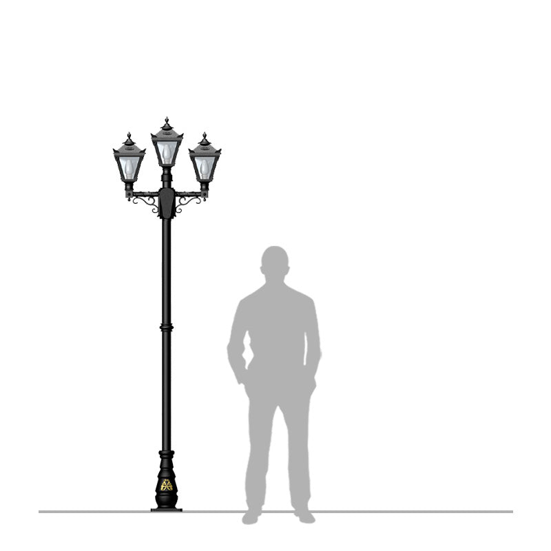 Victorian style medium triple headed lamp post 2.6m (H037)