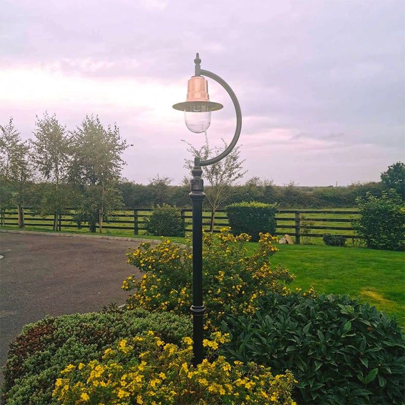 Vintage tear drop lamp post in copper, cast iron and steel 2.5m (H507C)