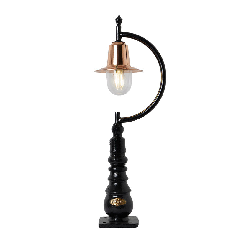 Vintage tear drop pedestal light in copper and cast iron 0.82m (H509C)
