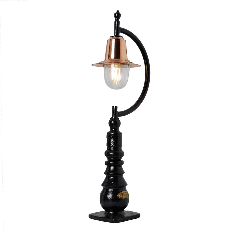 Vintage tear drop pedestal light in copper and cast iron 0.82m (H509C)