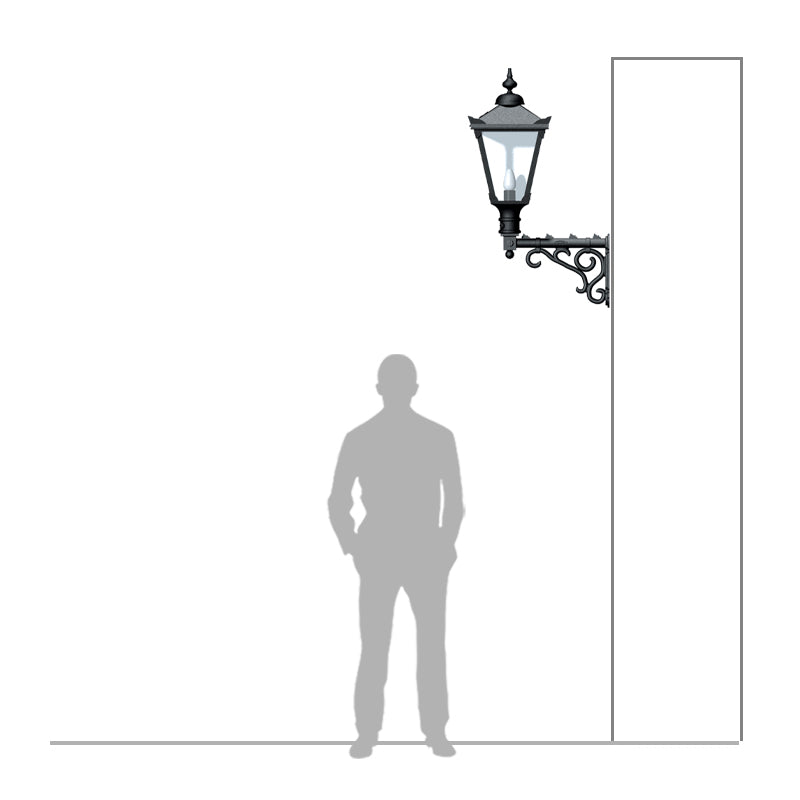 Victorian traditional cast iron wall light with decorative arm 1.1m in height (H841)