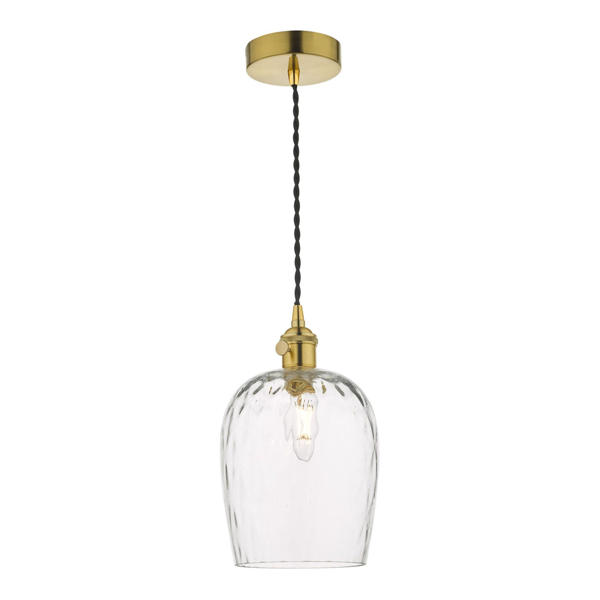 Hadano Pendant Natural Brass With Dimpled Glass Shade