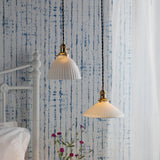 Hadano Pendant Natural Brass & Ceramic Shallow Shade