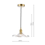 Hadano Pendant Natural Brass and Wavy Glass