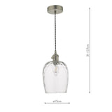 Hadano Pendant Antique Chrome With Dimpled Glass Shade