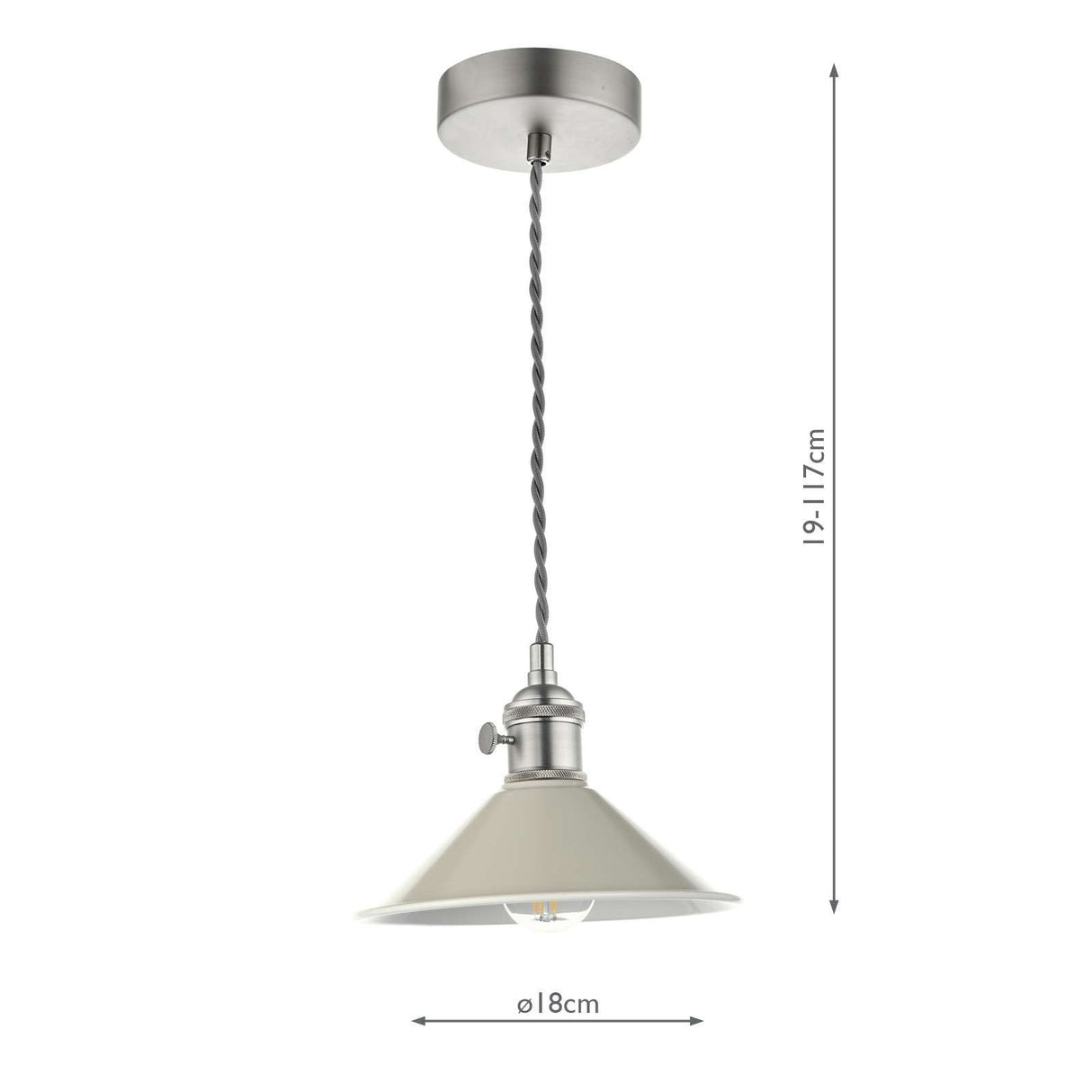 Hadano 1 Light Pendant Antique Chrome With Cashmere Shade