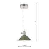 Hadano 1 Light Pendant Antique Chrome With Olive Green Shade