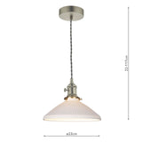 Hadano Pendant Antique Chrome & Ceramic Shallow Shade