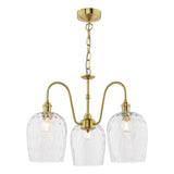 Hadano 3 Light Pendant Natural Brass and Glass