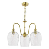 Hadano 3 Light Pendant Natural Brass and Glass