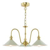 Hadano 3 Light Pendant Natural Brass and Matt Taupe