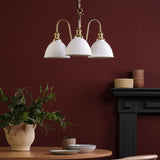 Hadano 3 Light Pendant Natural Brass and White